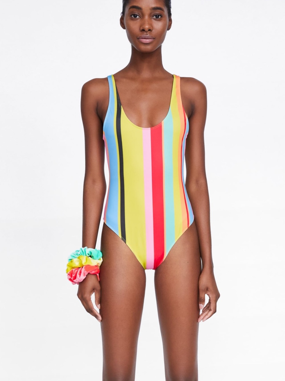 Zara Striped One Piece Swimsuit M